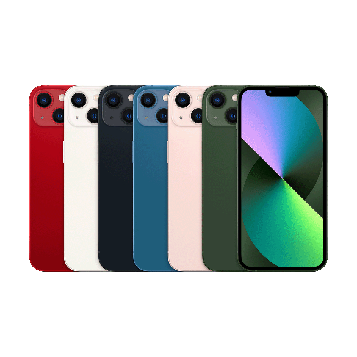 Back of the iPhone 13 in its colors