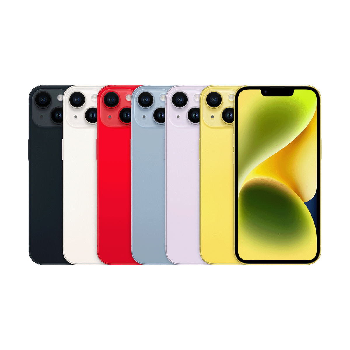 Back of the iPhone 14 in its colors