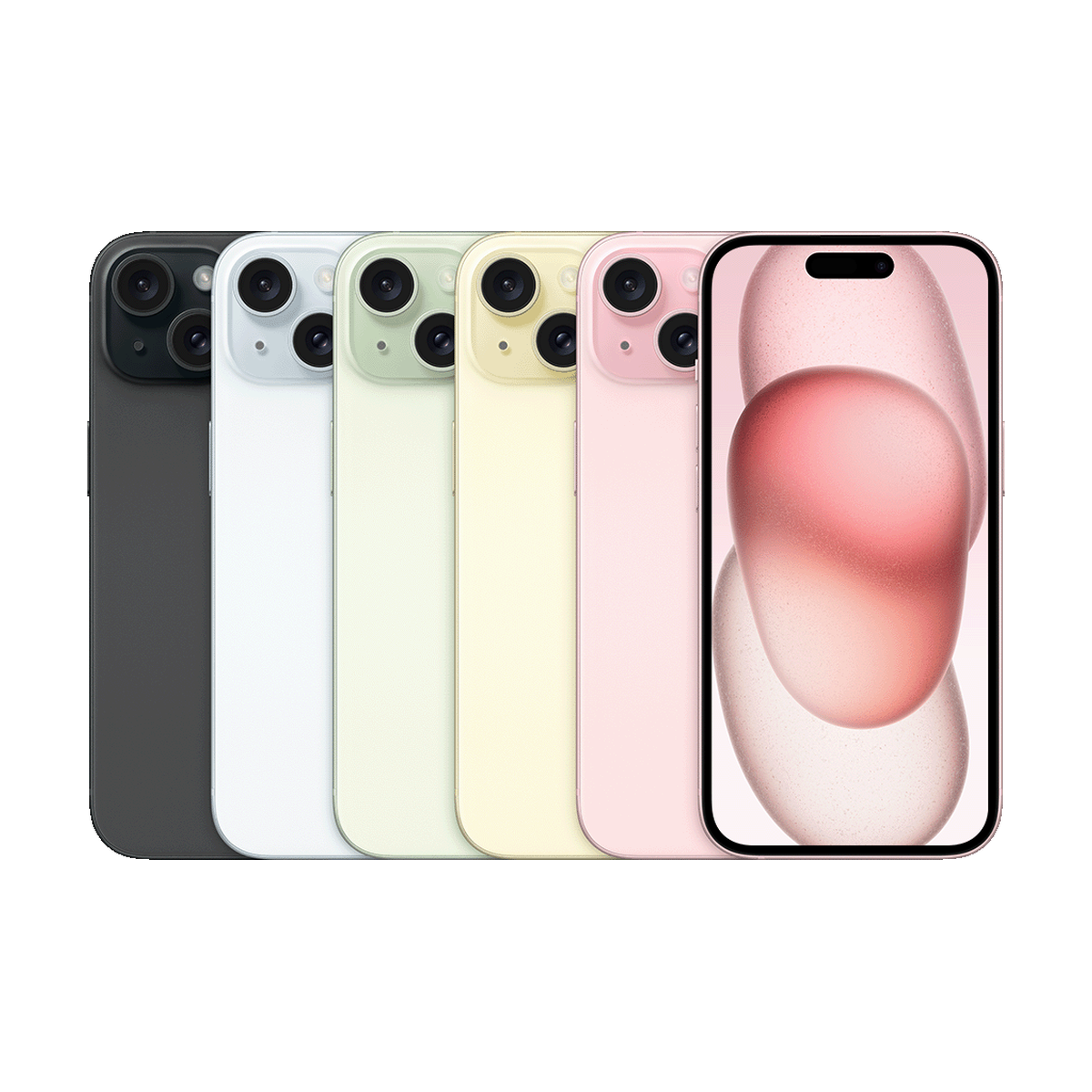 Back of the iPhone 15 in its colors