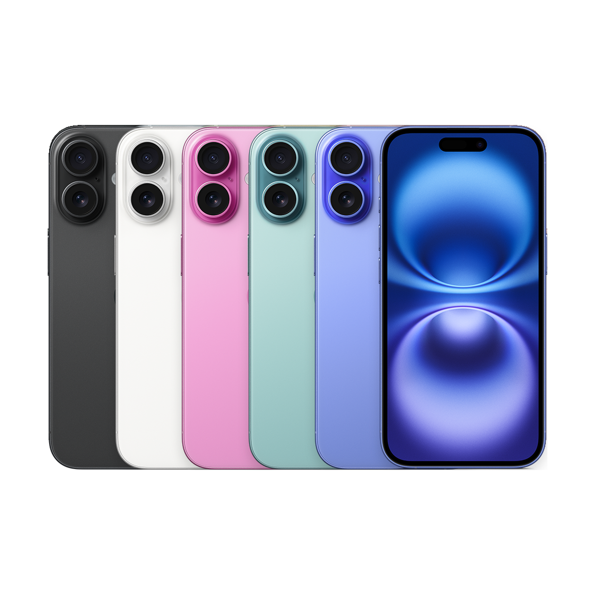 Back of the iPhone 16 in its colors