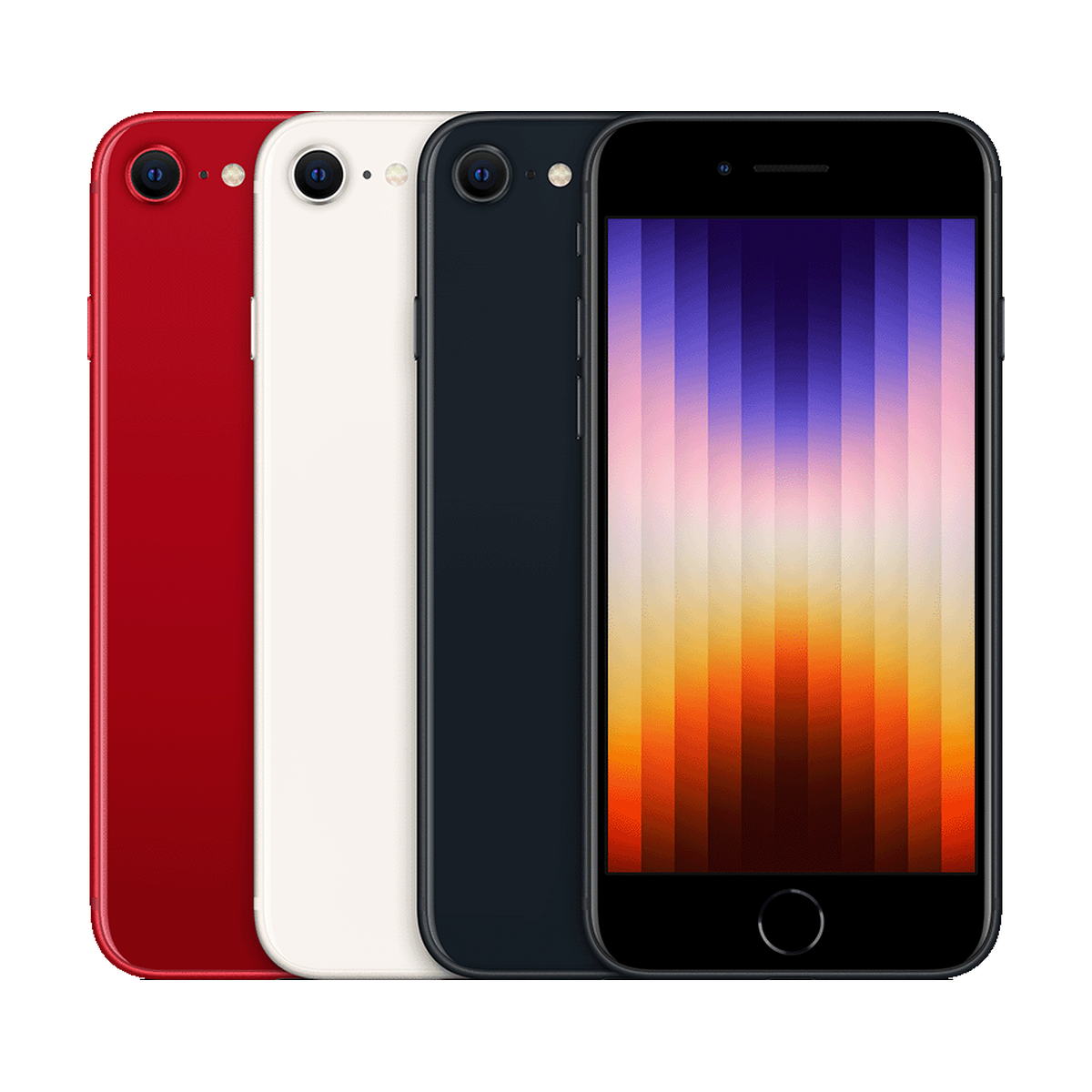 Back of the iPhone SE3 (2022) in its colors